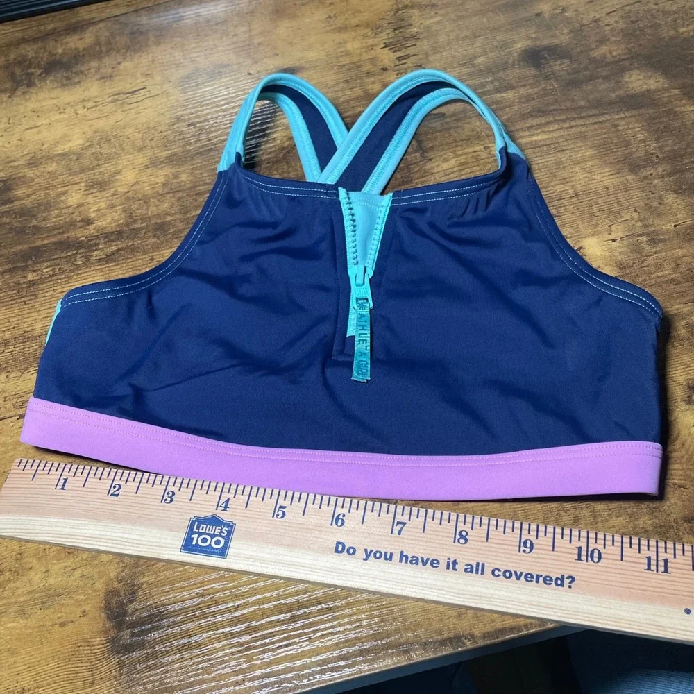 Athleta Girl Bikini Top‎ XL Blue Purple Colorblock Swim Athletic